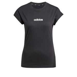 adidas Mujer Essentials Linear Cotton T-Shirt, Black/White, XL