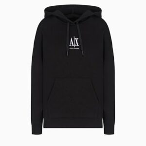 Armani Exchange Icon Project, Embroidered Logo, Hooded Sudadera con Capucha, Negro, XS para Mujer