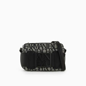 Armani Exchange Logo Placket Top Zip Camera Crossbody Bag, Funda para cámara para Mujer, Beige/Black, Einheitsgröße