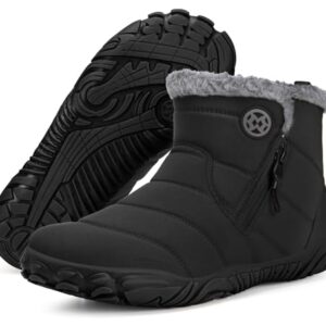Barefoot Botas Hombre Mujer Invierno Cálido Minimalista Cómodas Forrados Botines de Nieve Caliente Zapatos Fur Forro Aire Libre Boots, Negro, 41 EU