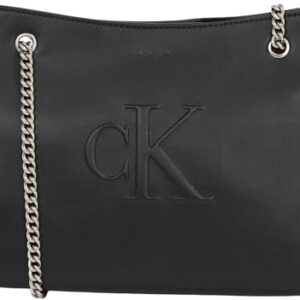 Calvin Klein Bolso bandolera Mujer Sculpted Chain con cadena, Negro (Na Black), Talla Única