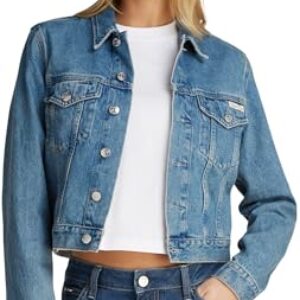 Calvin Klein Cazadora vaquera Mujer 90's Denim Jacket Cropped Fit, Azul (Denim Medium), L