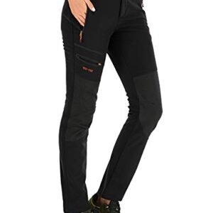 DAFENP Pantalones Trekking Mujer Invierno Impermeables Pantalones Termicos Montaña Senderismo Esqui Nieve Polar Forrado Aire Libre KZ1635W-Black-M