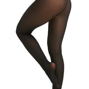 DUCMODA Medias Térmicas con Efecto Reductor & Panel Moldeador | Media Térmica de Invierno Forrada de Polar, Costura Única | Efecto Semitransparente y Ultra Cálida Leggings, Negro Transparente L