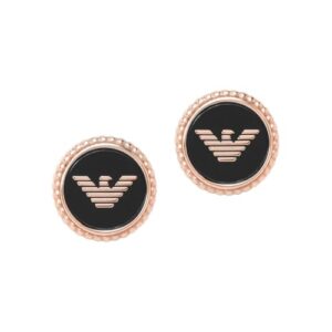 Emporio Armani Pendientes para mujer de Acero Inoxidable o Semipreciosos con Cierre Push Back, Negro
