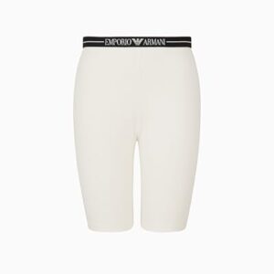 Emporio Armani Woman Everyday - Pantalones Cortos de Motociclista de algodón, Color Beige, Talla XL, Blanco, XL