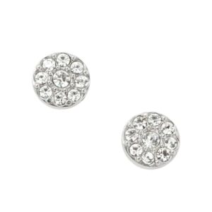 FOSSIL Pendientes de Acero Inoxidable o Semipreciosos para Mujer con Cierre de Gancho, Plata Radiante