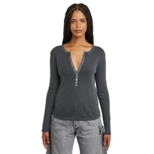G-STAR Deep V Slim LS Wmn Camiseta, Gris Petrol GD D26140-d968-g476, XS Mujeres