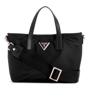 GUESS Latona Tote, Mini Bolso Cruzado para Mujer, Black, Talla única