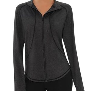 Gyabnw Chaqueta Deportiva Mujer Sudadera Cremallera Manga Larga Con Orificio para el Pulgar Sudadera Mujer Protección Solar Ligera y Transpirable