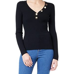 Morgan Jersey de manga larga punto fino botones Negro M