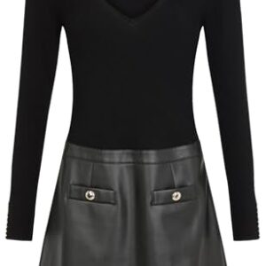 Morgan Vestido 2 en 1 Falda de Piel sintética, Negro, 38