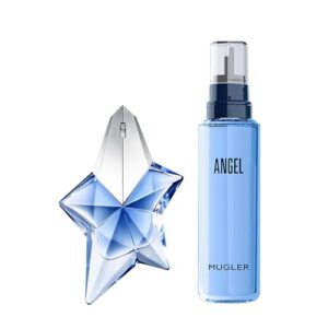 MUGLER Angel Eau de Parfum, Perfume para Mujer, Aroma Gourmand con Notas de Ámbar, Fragancia Fascinante, 50 ml + MUGLER, Angel, Recarga, 100 ml