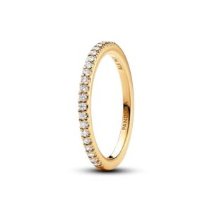 Pandora Timeless Anillo chapado en oro de 14 quilates con circonitas cúbicas transparentes, talla 52
