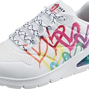 Skechers Uno 2 Floating Love, Sneakers Mujer, White/Multicolor Heart Print, 39 EU