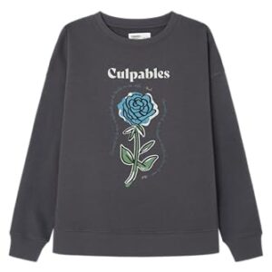 Springfield Sudadera para Mujer con Estampado Frontal, Colección Culpables, Negro, M