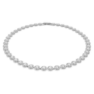 Swarovski Collar Tennis Una Angelic, Talla redonda, Medio, Blanco, Baño de rodio