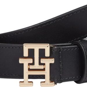Tommy Hilfiger Cinturón Mujer Logo 2,5 cm Cinturón de piel, Negro (Black), 75 cm
