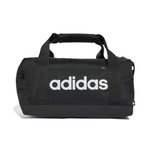 adidas Unisex Adulto Essentials Linear Duffel Bag, Black/Black/White, XS