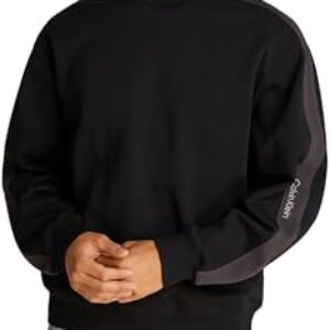 Calvin Klein Sudadera Hombre Logo Tape Crew Neck Relaxed Fit, Negro (CK Black), M