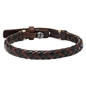 Fossil Pulsera para Hombre, Longitud: 240mm Negro, Marrón, Plata Pulsera de Cuero Genuino, JA5932716, Marrón Café