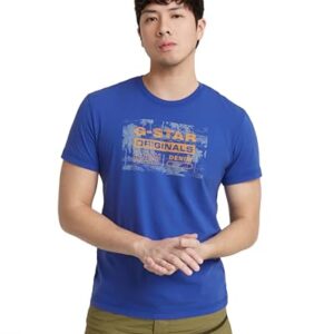 G-STAR Para Hombre Camiseta Framed Palm Originals, Azul (Radar Blue D24682-C506-1474), XS