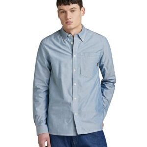 G-STAR Para Hombre One pkt Regular Shirt LS, Multicolor (Nitro/White Oxford D24292-7665-D139), L