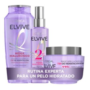 L'Oreal Paris Elvive Hidra Hialurónico Cofre Champú 72h Hidratación y Mascarilla 72h Hidratación Intensiva y Sérum Rellenador