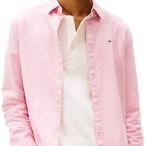 Tommy Jeans Camisa Hombre TJM Slim Manga Larga, Rosa (Mystic Pink), L