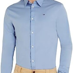Tommy Jeans Tjm Original Stretch Shirt Dm0dm04405 Camisa, Azul (Lavender Lustre), XL Hombre